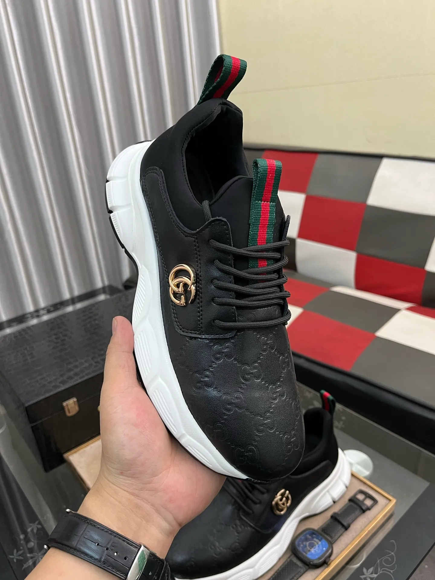 Men's shoes 💰440⌚️⌚️ (GUCCI-Gucci) luxury brand sports and casual shoes, imported original material, sheepskin lining, high-end and comfortable, original outsole is light and wear-resistant! Purely handmade, details determine quality! 38-443️⃣colors available